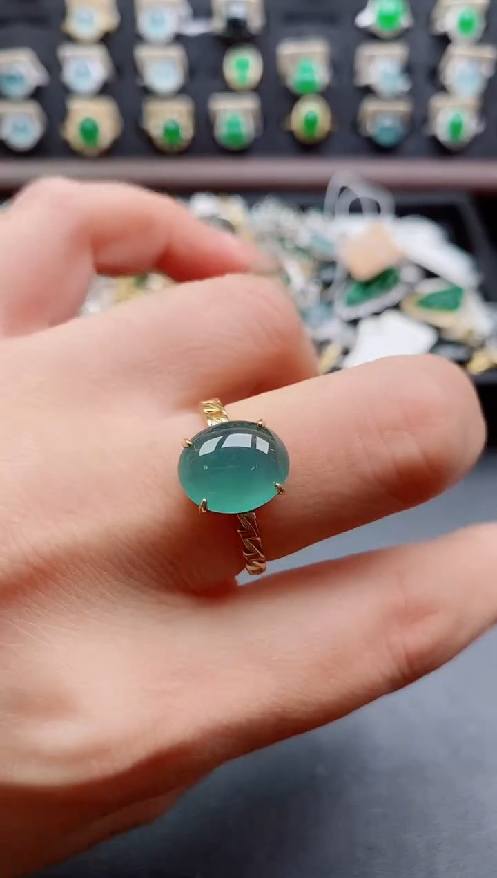 银S925镶嵌戒指翡翠1