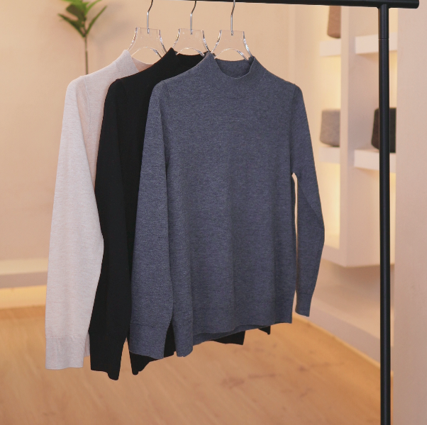 精仿羊毛女半高领长袖针织衫女装打底休闲时尚纯色春秋