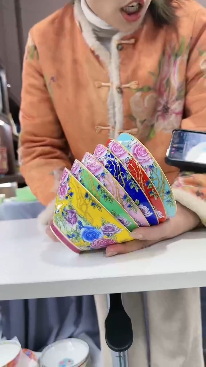 【闪购商品】瓷片斗笠碗5英寸饭碗混色10个