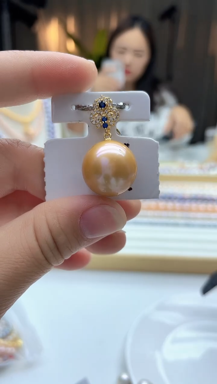 吊坠(不含链)未镶嵌淡水珍珠17mm黄色系吊坠