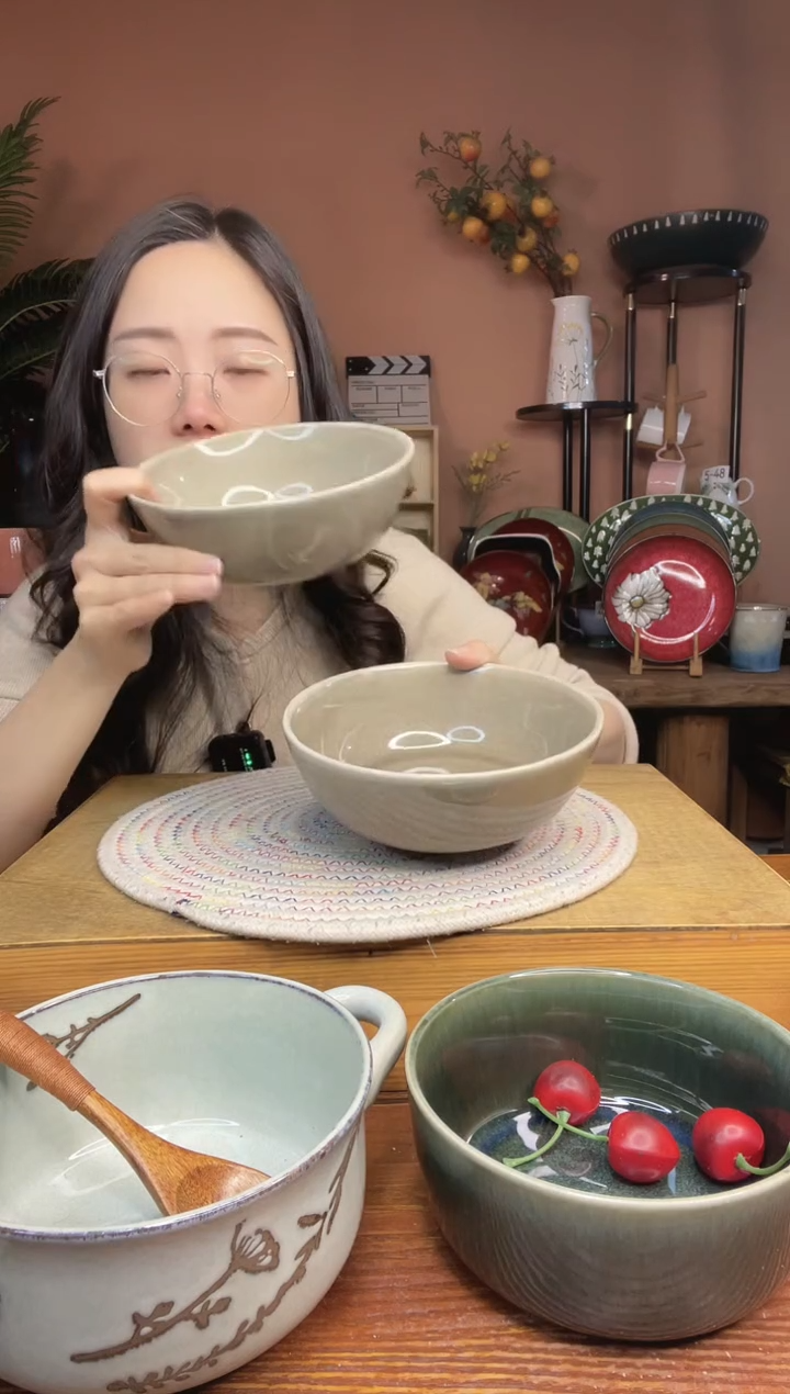 陶瓷6.3英寸奶奶灰面碗 2件 微瑕疵