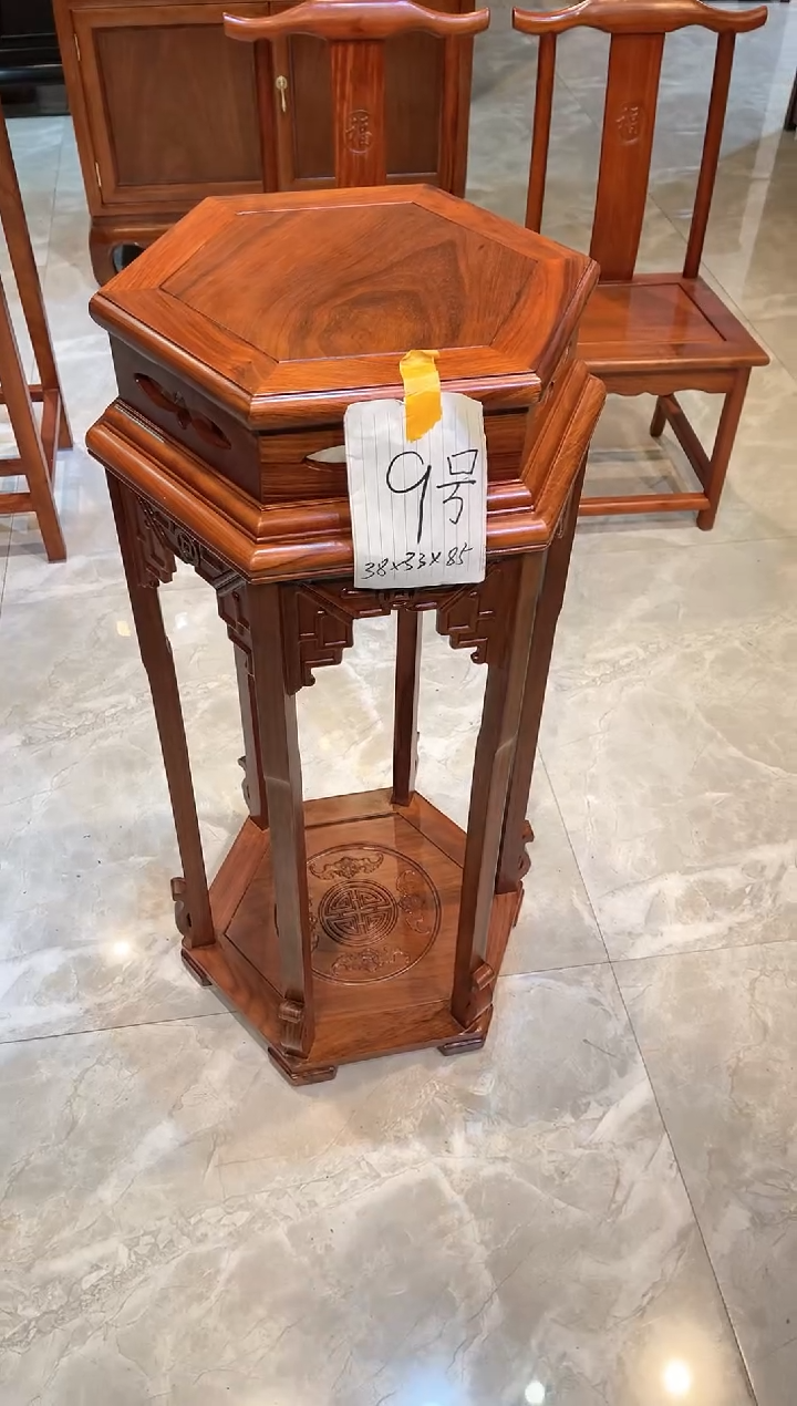 花梨木类成套家具大六角花架38*33*85