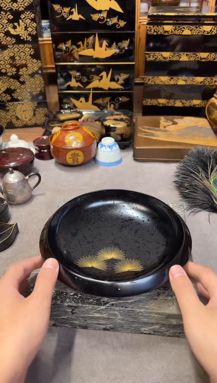 沈金雕刻 果子钵 大漆漆器大漆漆器