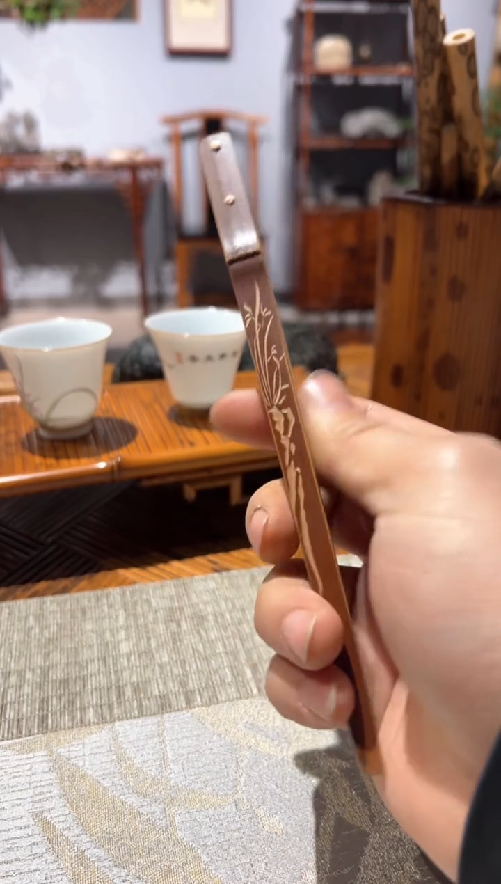 【闪购商品】扇子拆房老料茶夹手工雕刻