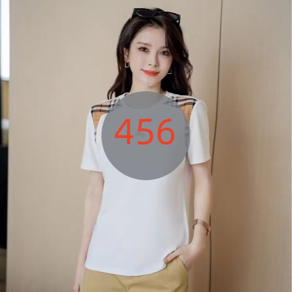 夏季新款拼接格子短袖