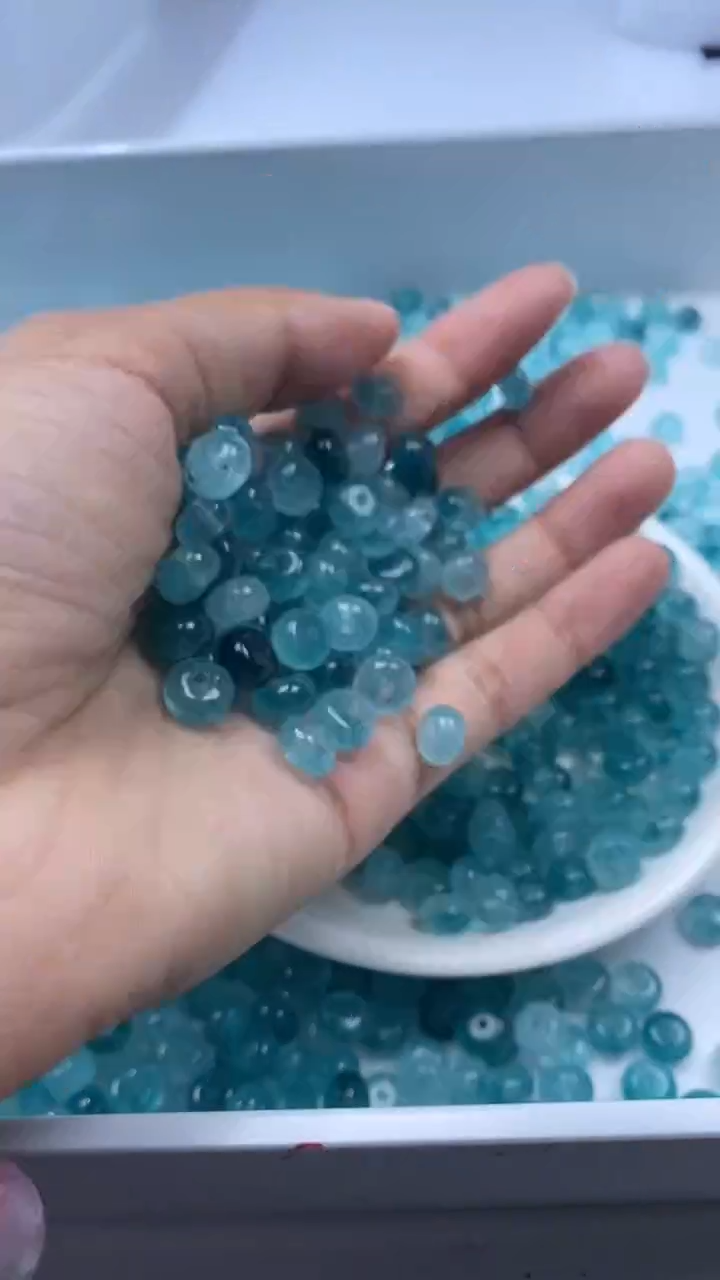 颈饰未镶嵌水晶W1891 蓝碧玺算盘8*4MM*20颗