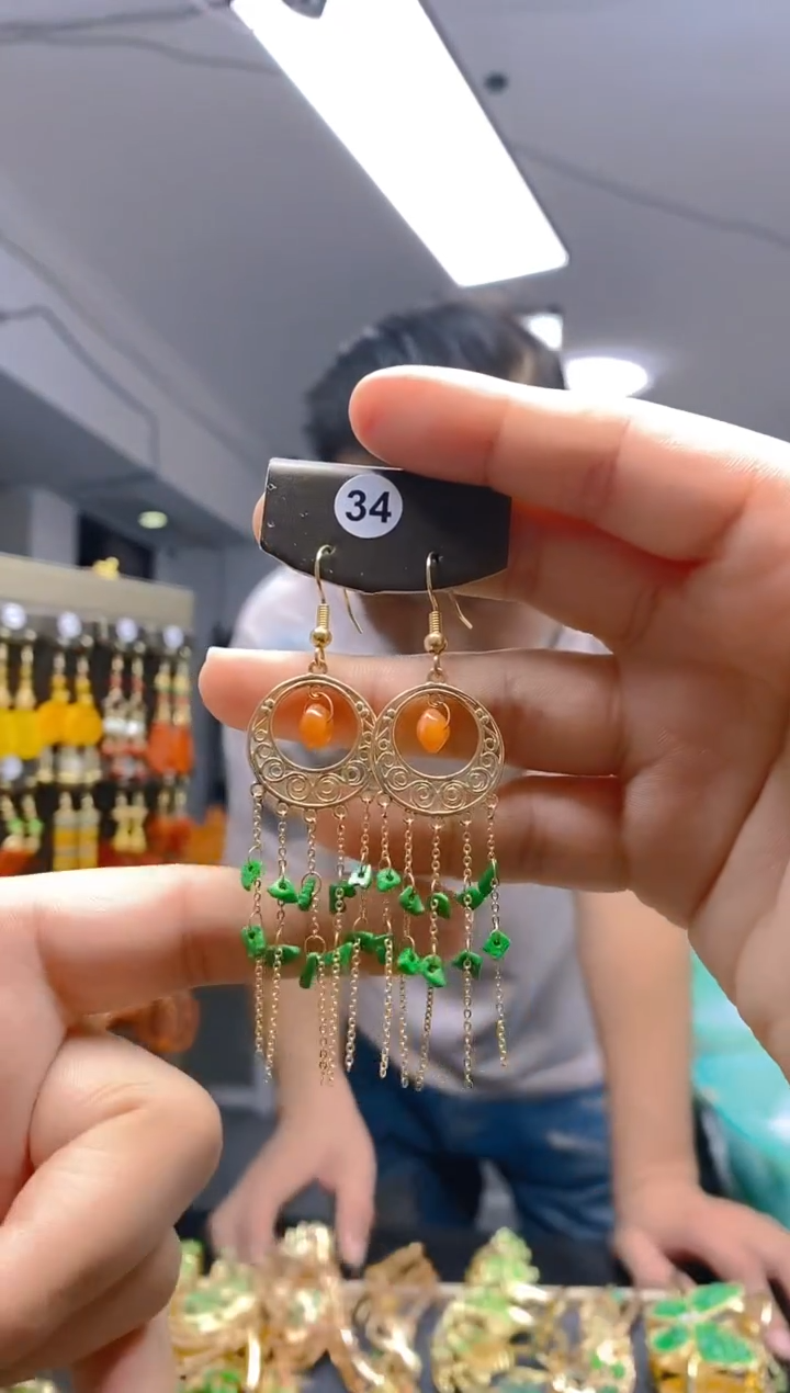 【闪购商品】翡翠耳饰合金0104翡翠耳钩