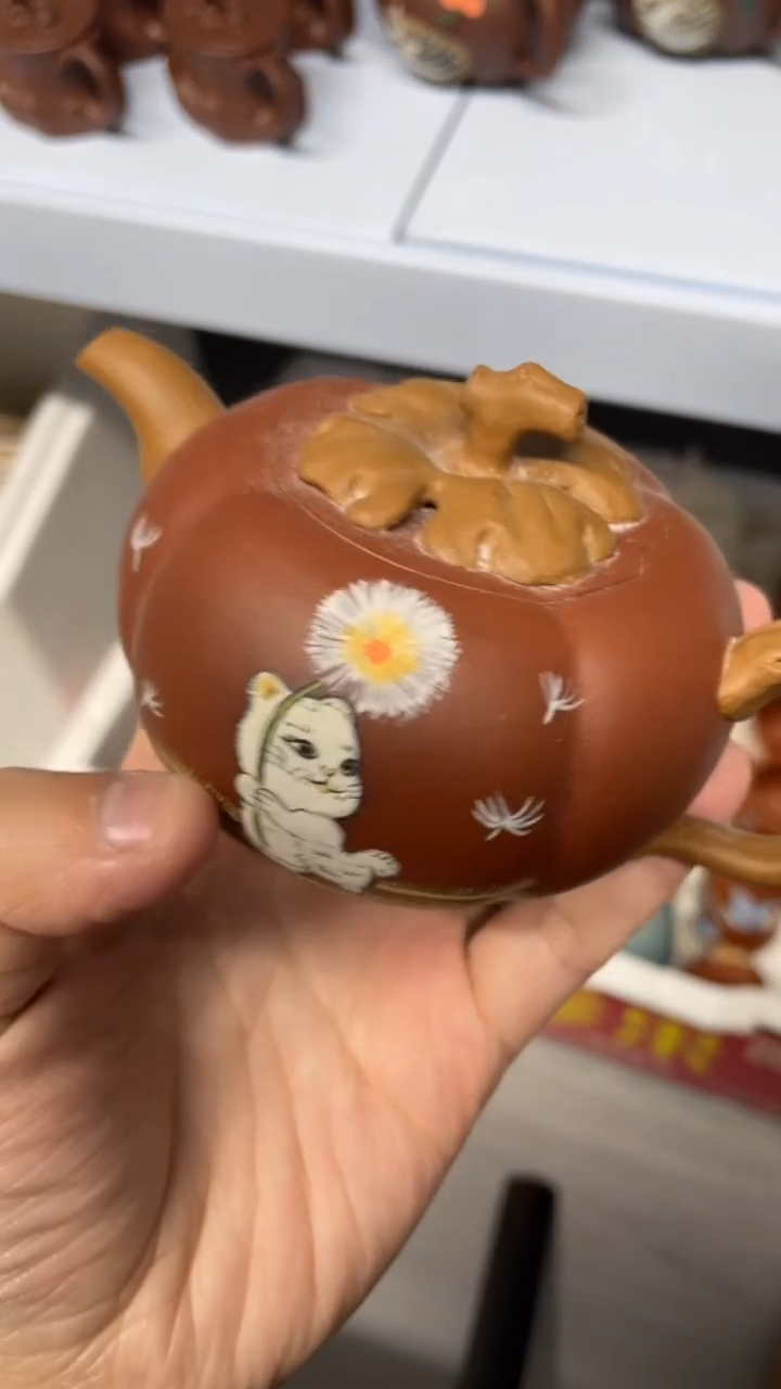 茶壶紫砂蒲公英猫咪壶