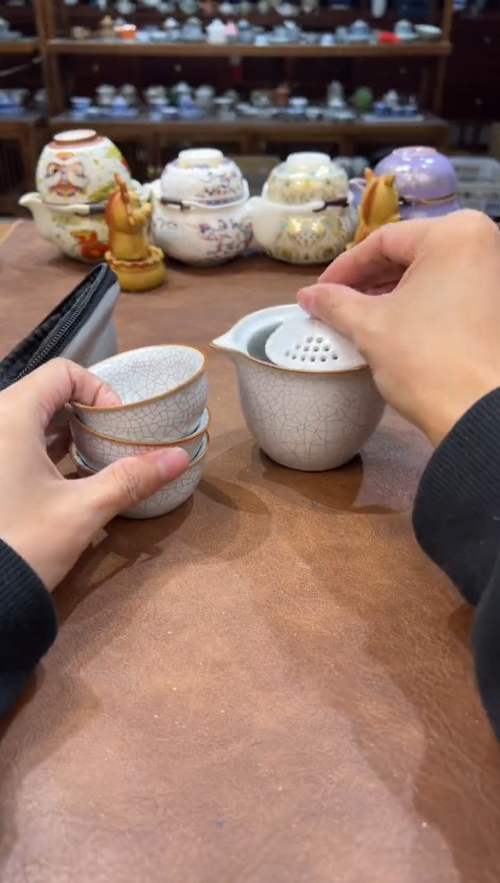 真的很便宜超好看会开片的旅行茶具