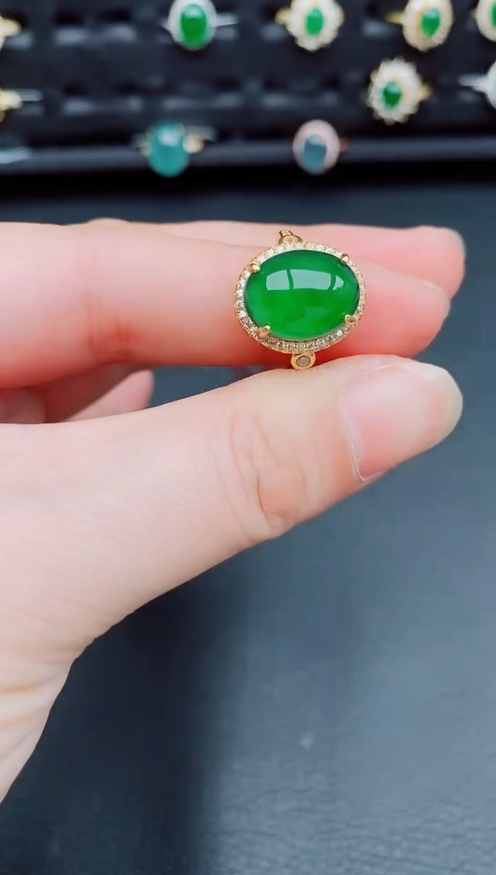 【闪购商品】翡翠戒指银S925镶嵌天然a货翡翠182