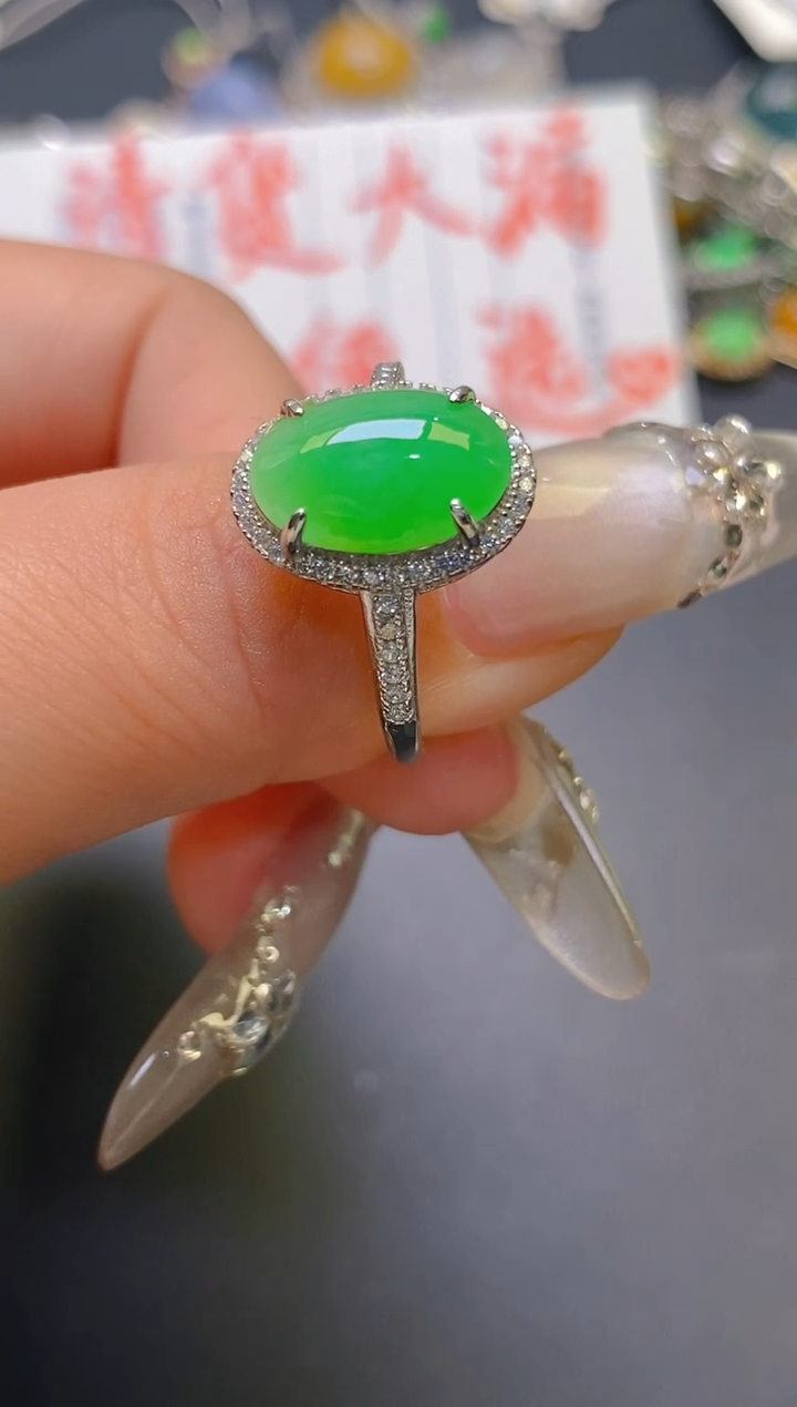 【闪购商品】翡翠耳饰银S925镶嵌天然A货翡翠1