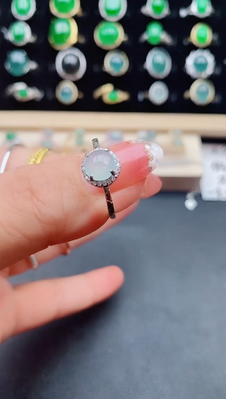 【闪购商品】翡翠戒指银S925镶嵌80800