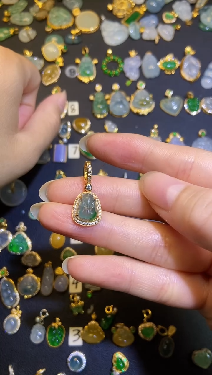 翡翠银S925镶嵌吊坠(不含链)1