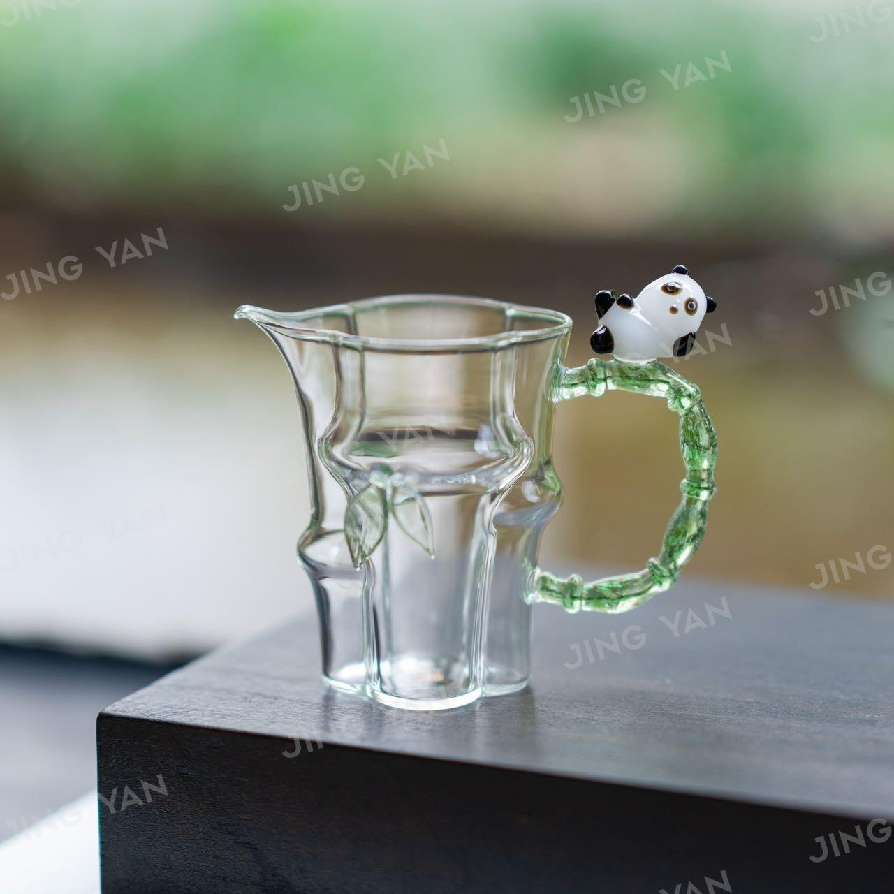 熊有成竹绿金中式公道杯耐高温明火电陶炉可用手工高硼硅玻璃