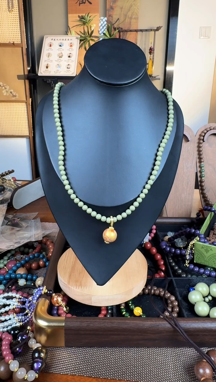 泥塑禅茶玉雪6mm项链