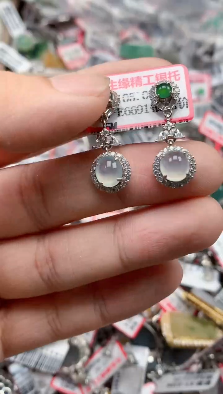 银S925镶嵌戒指翡翠天然A货缅甸翡翠