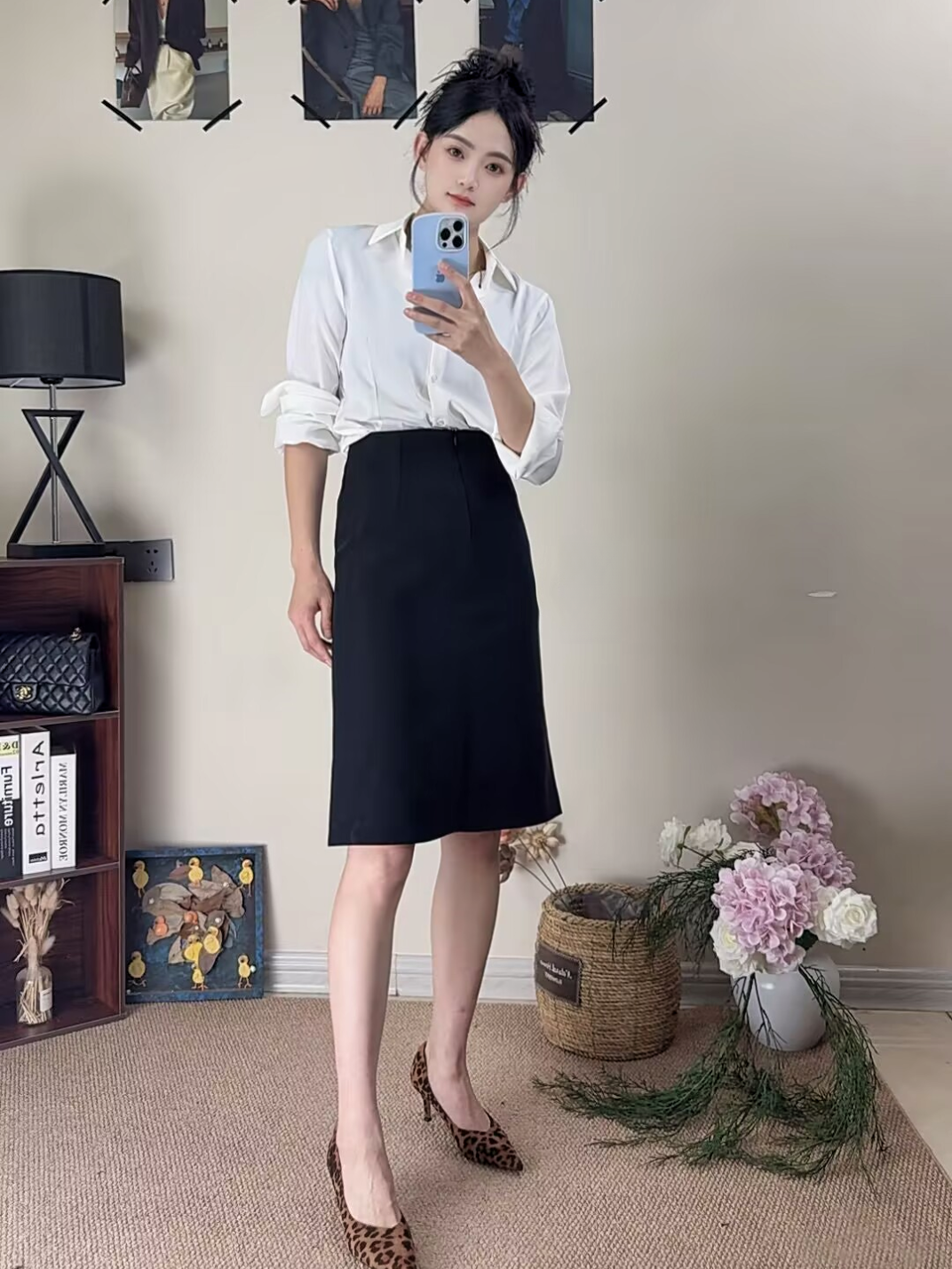 黑色半身裙女秋冬西装短裙职业装中长裙高腰包臀裙子显瘦A字半裙