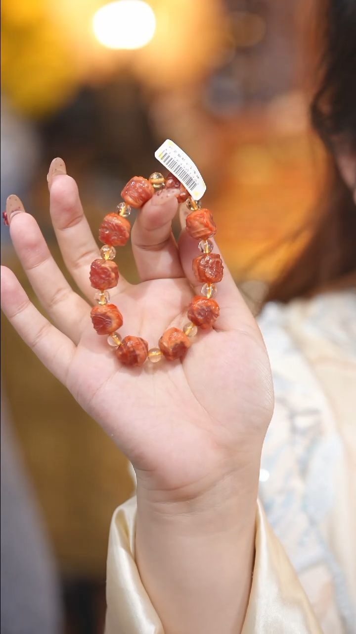 【闪购商品】玛瑙/玉髓颈饰未镶嵌Q30820黄C多宝手串