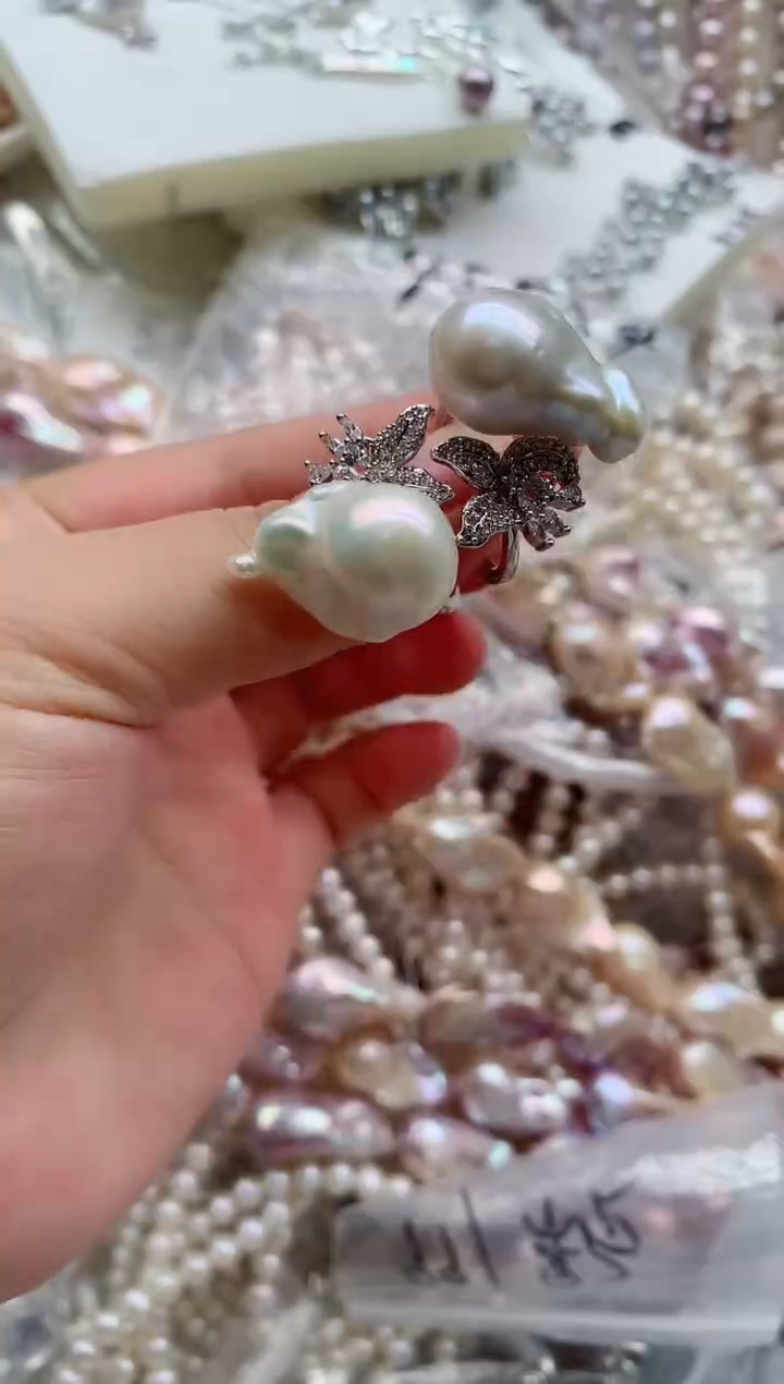 合金戒指淡水珍珠多样性发其一，非无暇