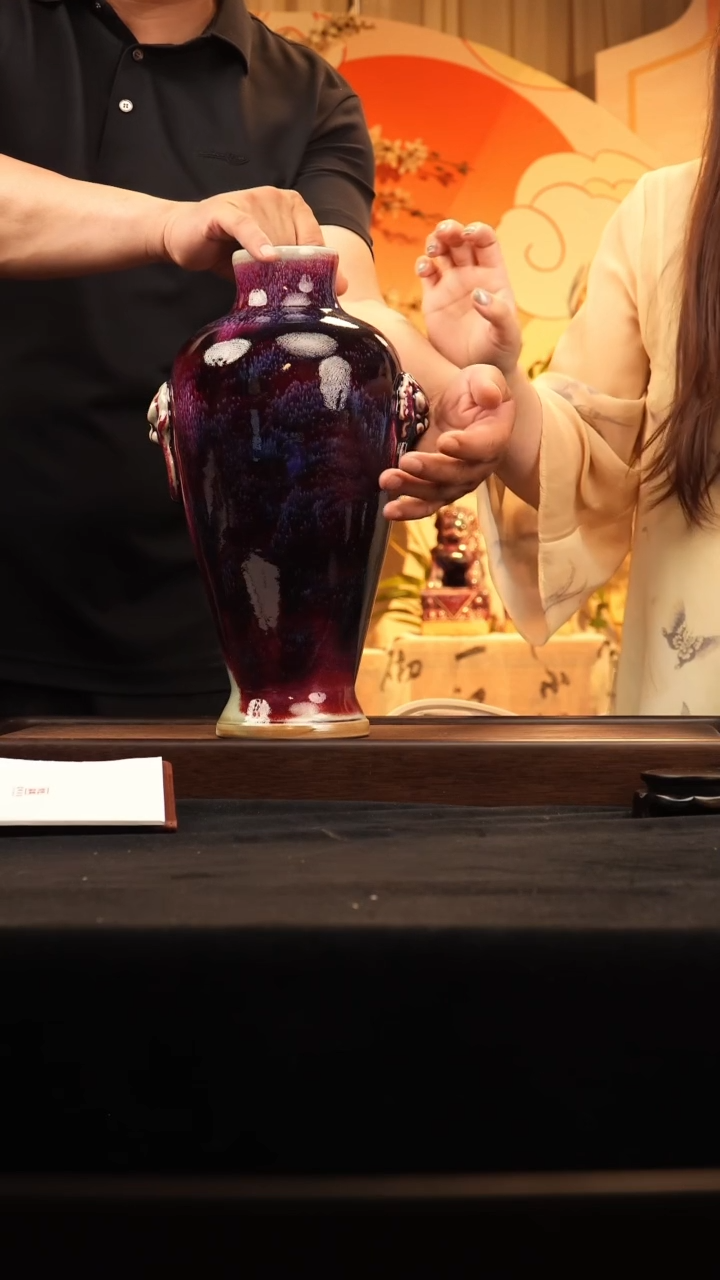 瓷片【海棠陶砂】钧瓷69益寿瓶