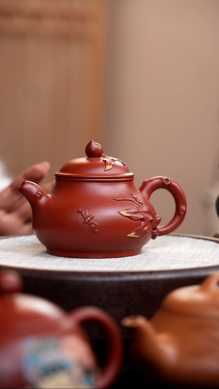 【闪购商品】紫砂茶壶大红袍寿桃潘壶