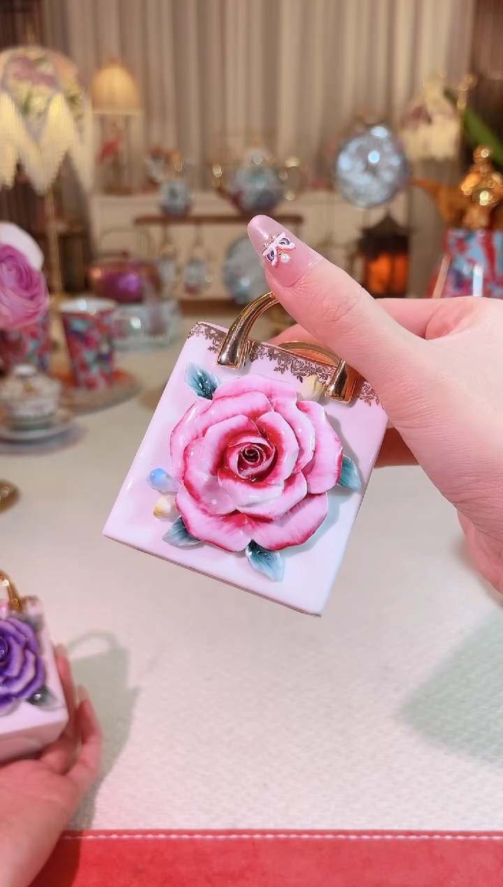 【闪购商品】玻璃玻璃粉色 手提包 玫瑰