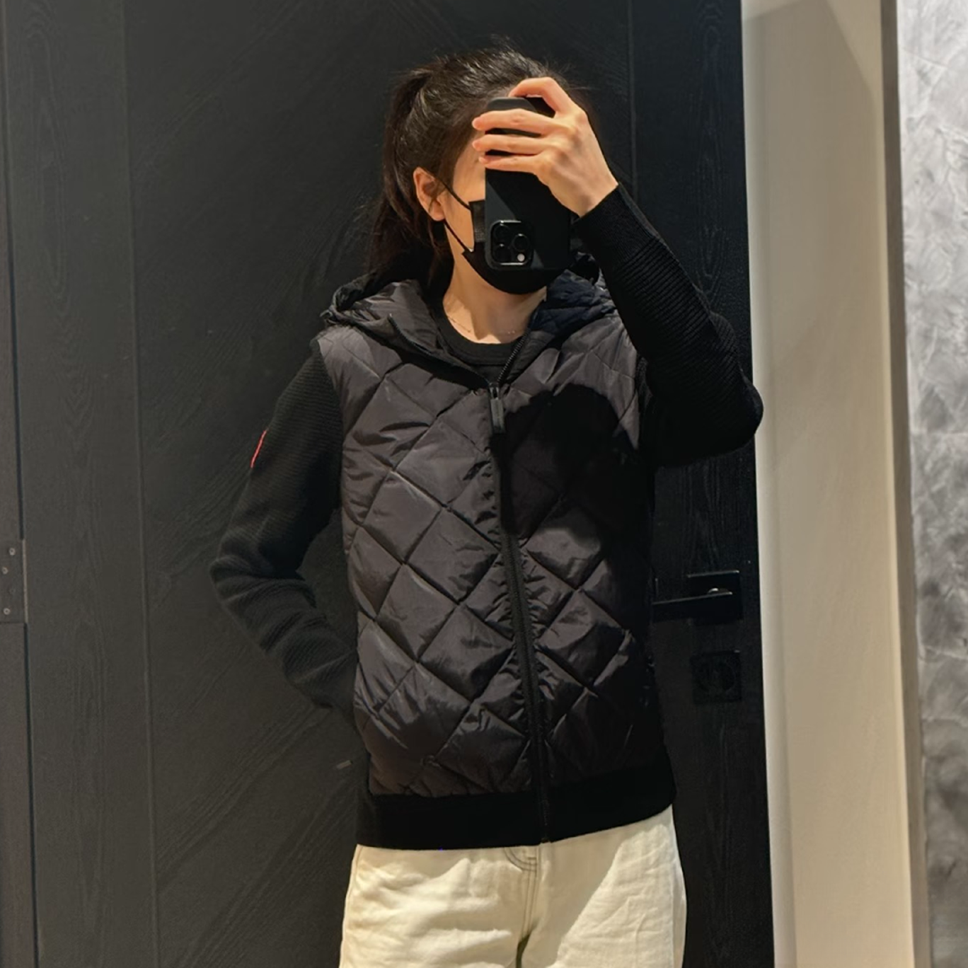 99新 CANADA GOOSE 2511155/M码/纯色Logo袖标拼接连帽夹克