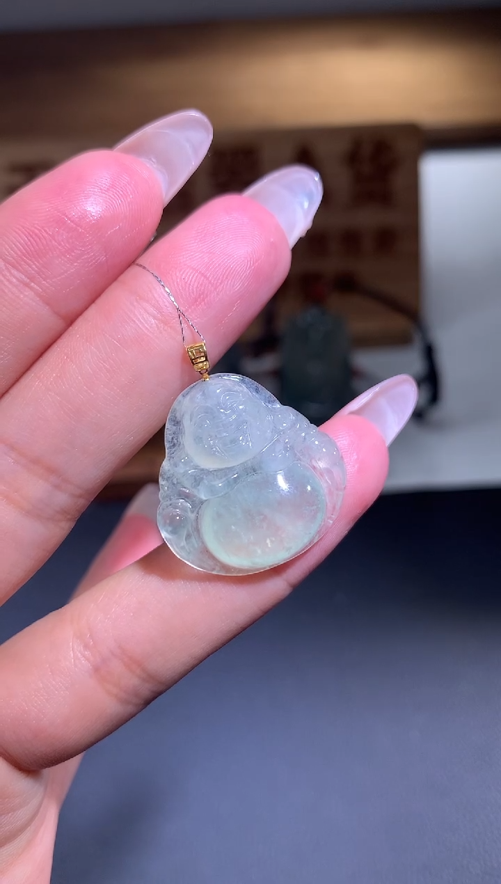 吊坠(不含链)18K金镶嵌翡翠佛公