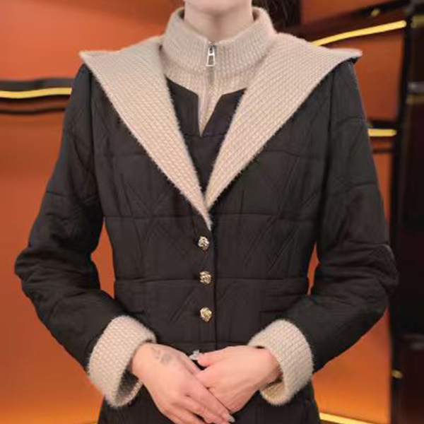 [两件套]2025黑色冬季新款新中式加绒加厚连衣裙气质高雅时尚-X