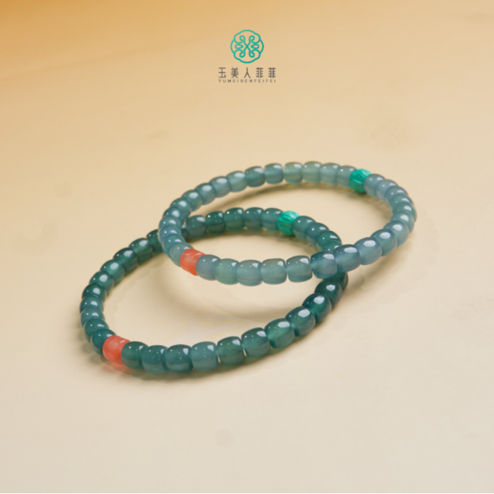 石惑珠宝^翡翠南红单圈手串约5*5mm多样性发一