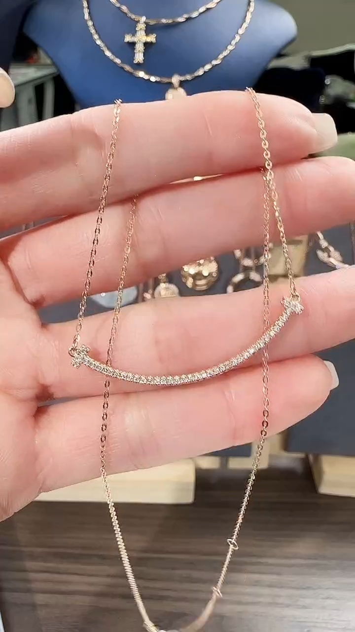 套链钻石18K金镶嵌18K金钻石微笑套链