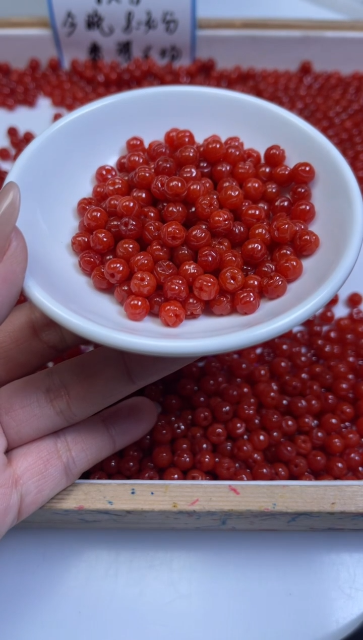 未镶嵌散珠南红玛瑙A1755 柿子南红莲花珠6mm15个6.8元