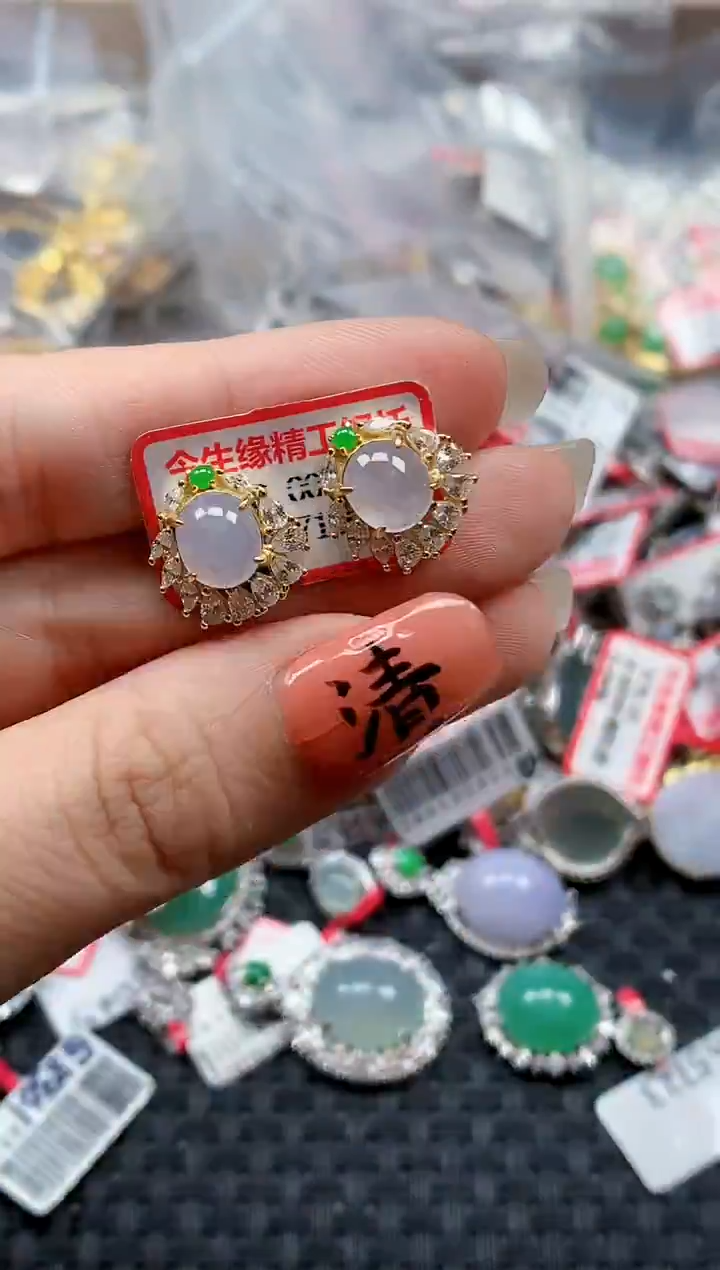 银S925镶嵌戒指翡翠天然A货缅甸翡翠