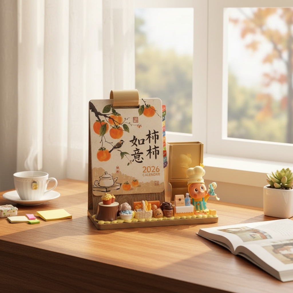 甜闪闪手工 DIY 多功能木质台历桌面摆件创意笔筒小天手机支架