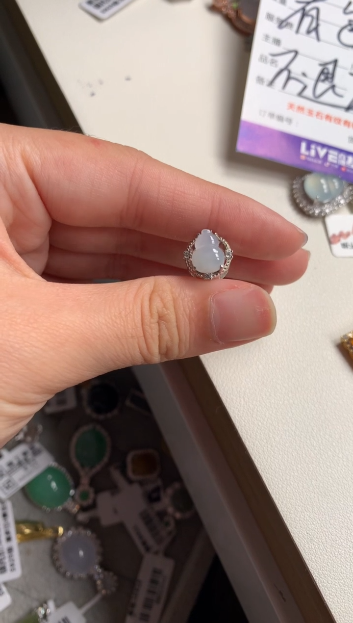 银S925镶嵌戒指翡翠吊坠19