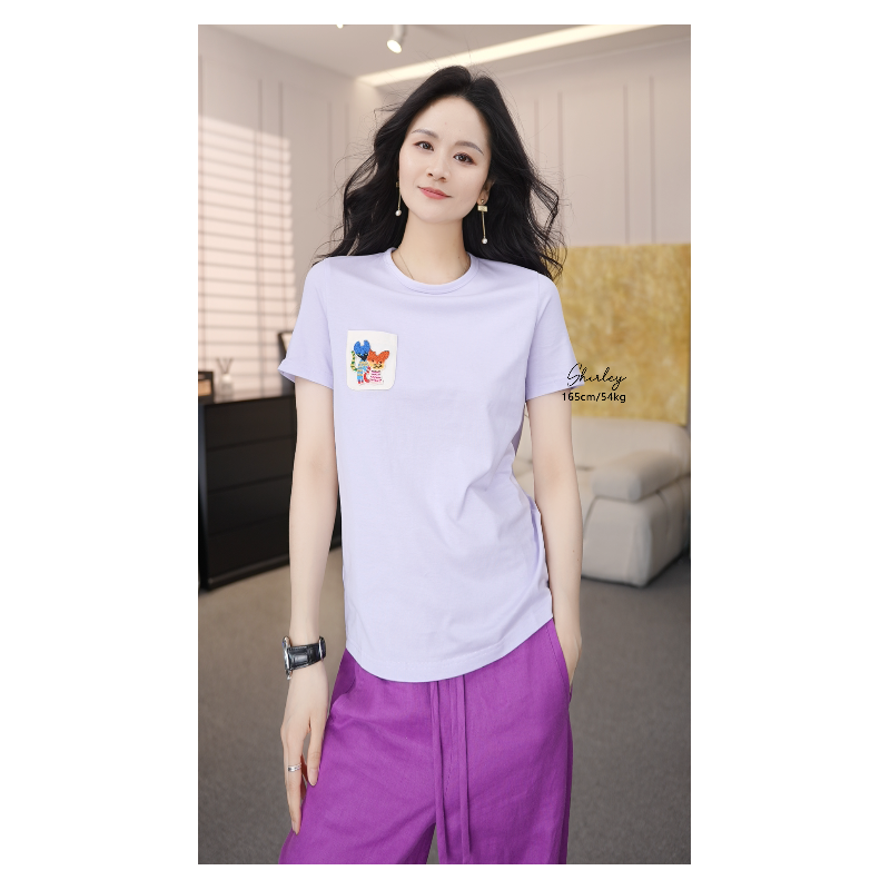 AMASS/阿玛施 时尚休闲简约宽松通勤短袖圆领T恤5300378