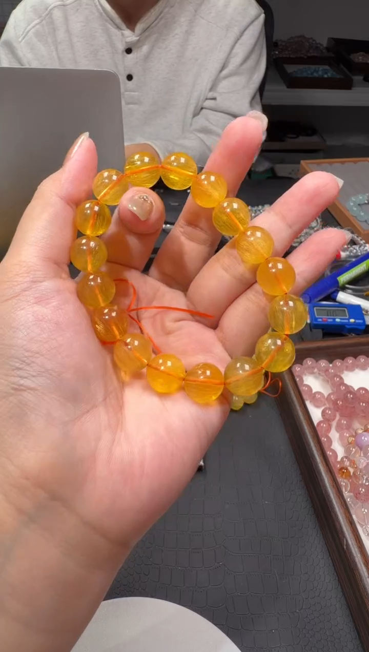 未镶嵌手链萤石t****s黄萤石手串12mm