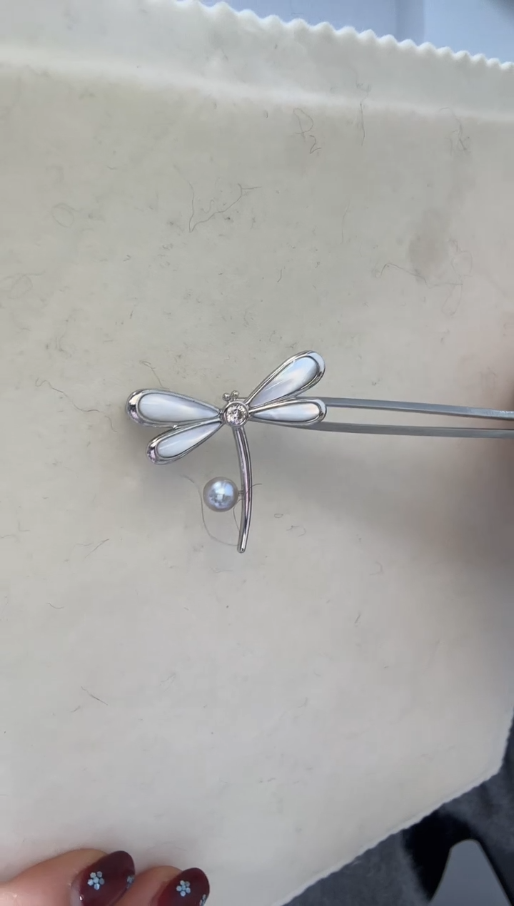 未镶嵌胸饰海水珍珠真多麻5.8mm+合金配饰胸针