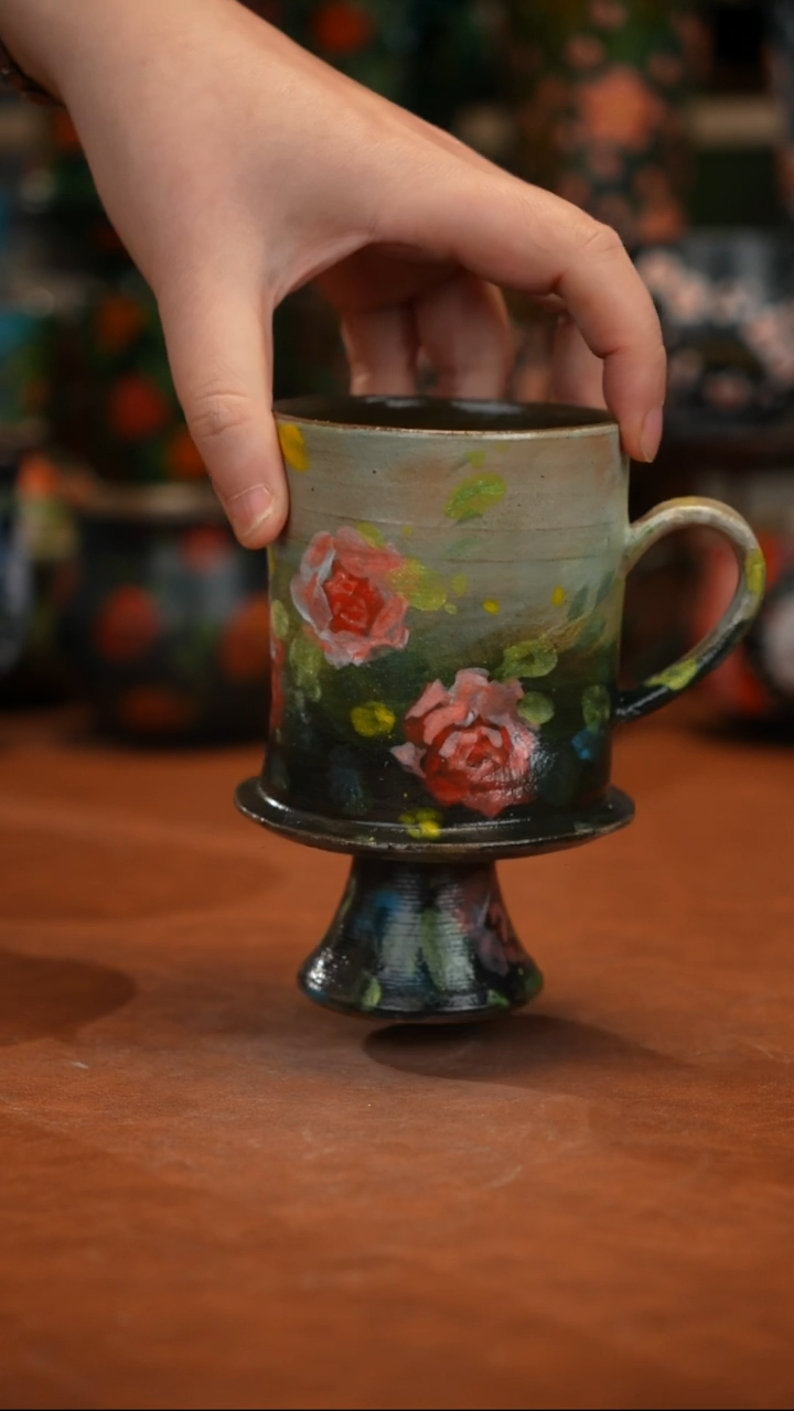 紫砂油画手绘釉下彩