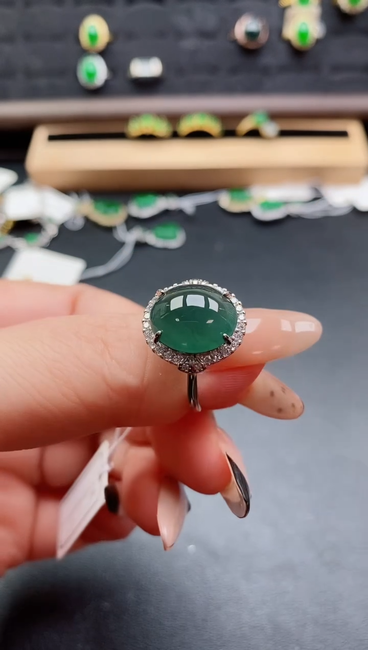 银S925镶嵌戒指翡翠1