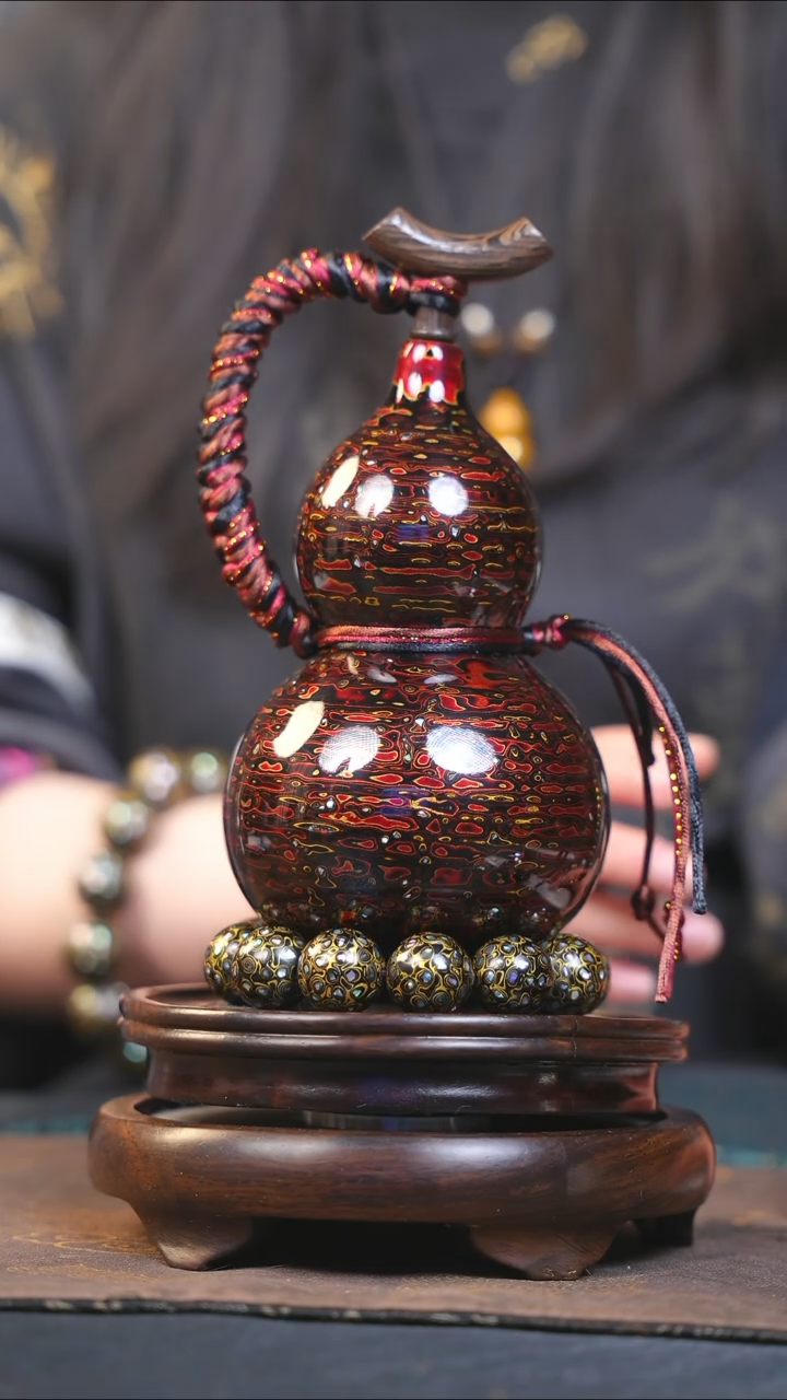 【闪购商品】YK137漆艺酒葫芦不包手串及旋转底座