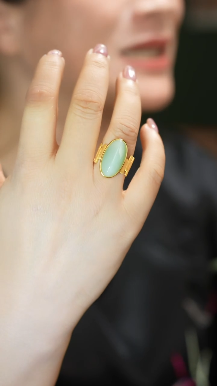 银S925镶嵌戒指和田玉戒指