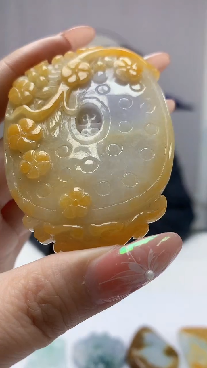 【闪购商品】定制翡翠未镶嵌5153DD-毛货挂件95