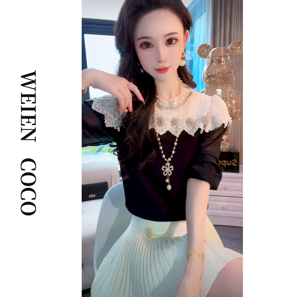 【薇恩COCO】毛衣镂空针织时尚新款简约长袖套头上衣S5417