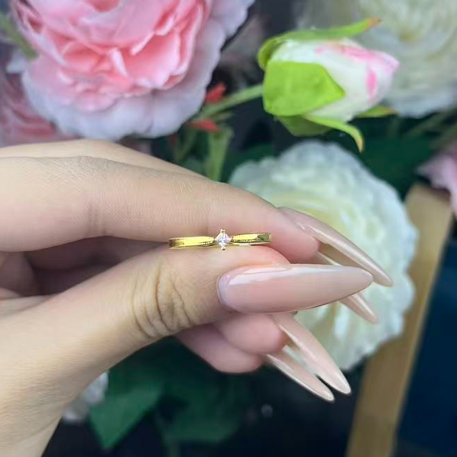 婷婷【足金999】公主方粉戒指 6D工艺（款号82HHL259）