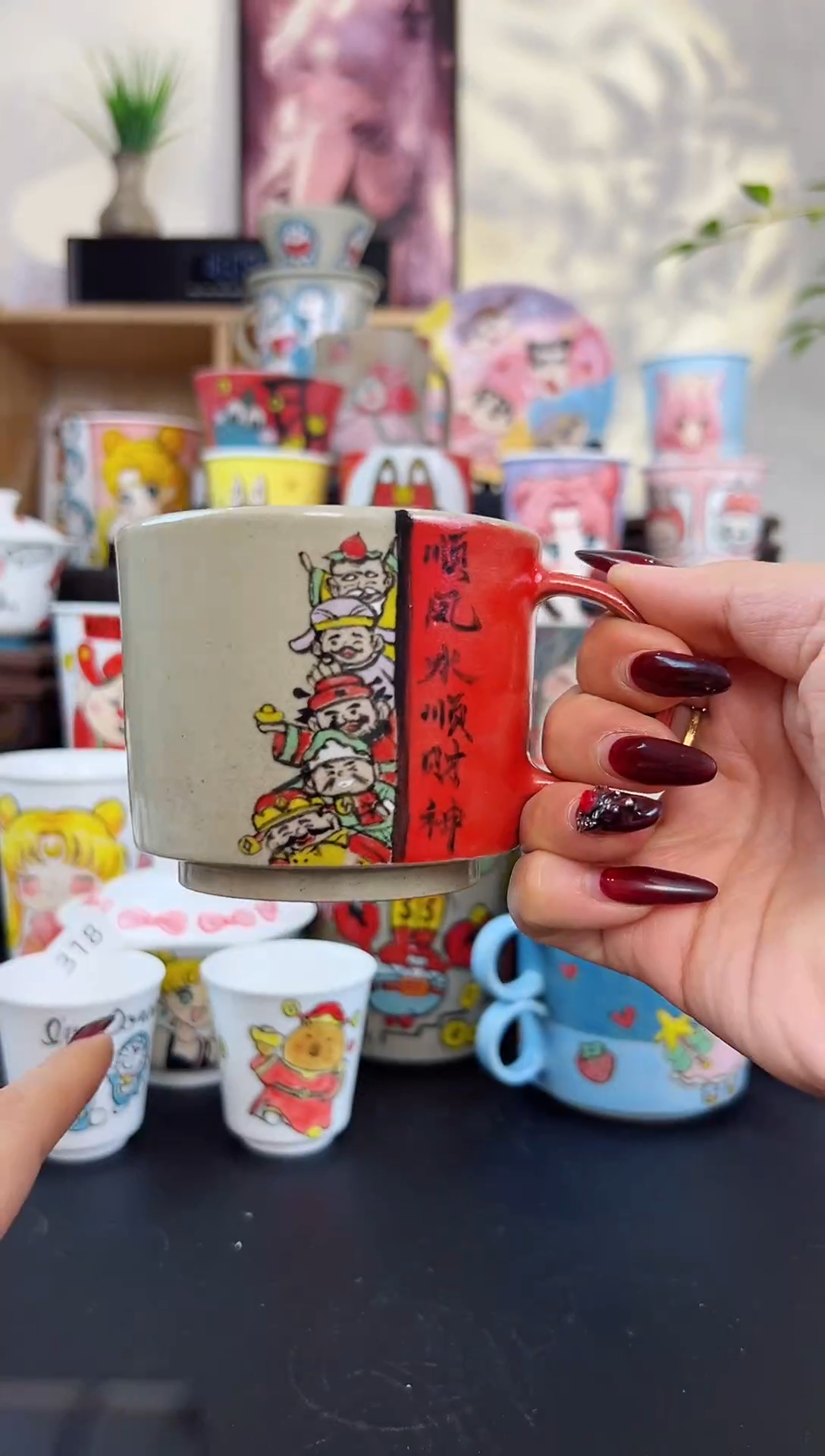 【闪购商品】摆件笙笙漫 手工手绘陶瓷杯杯