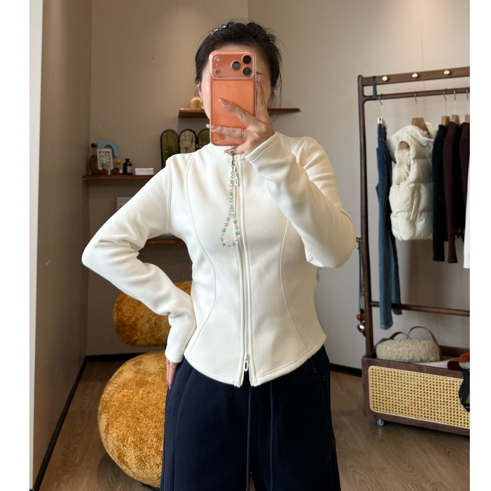 小个子圆圆AS669小蛮腰修身立领短款保暖外套秋冬百搭拉链上衣女