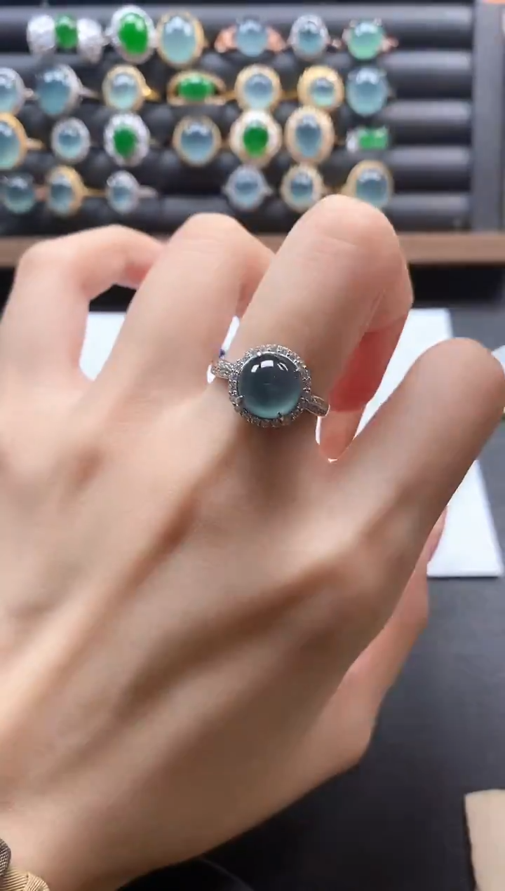 银S925镶嵌戒指翡翠51151