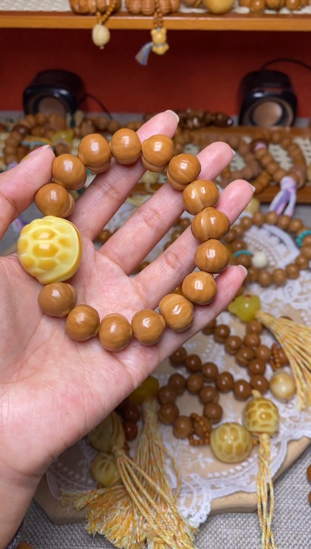 把件猴头核桃全品无暇屁桃➕富甲手串