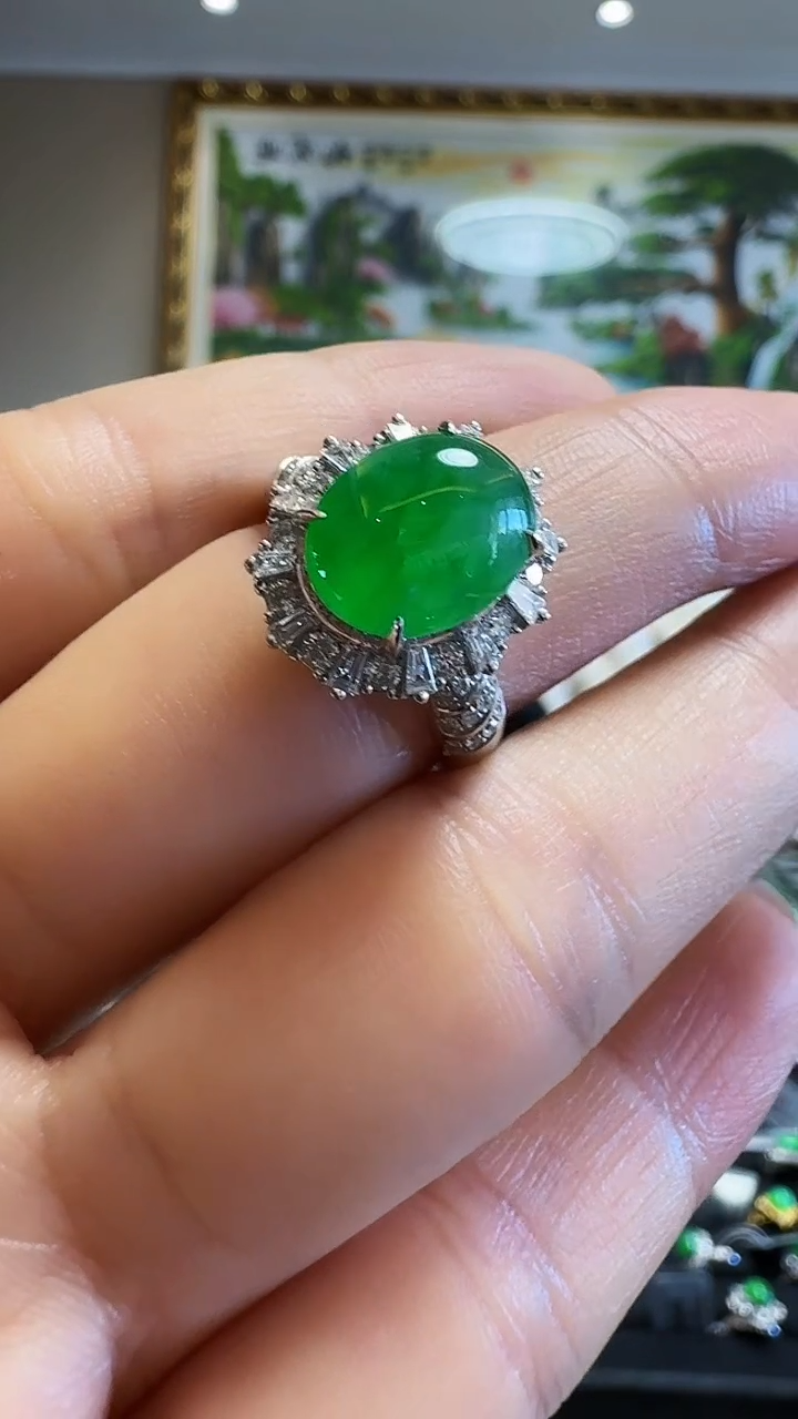 【闪购商品】翡翠戒指18K金镶嵌戒指